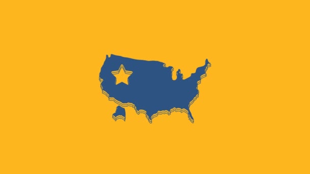 Icono Mapa Azul Usa Aislado Sobre Fondo Naranja Mapa Los — Vídeos de Stock