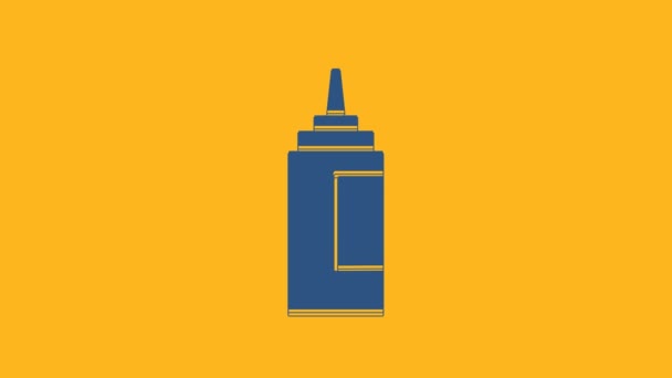 Blue Sauce Bottle Icon Isolated Orange Background Ketchup Mustard Mayonnaise — Videoclip de stoc