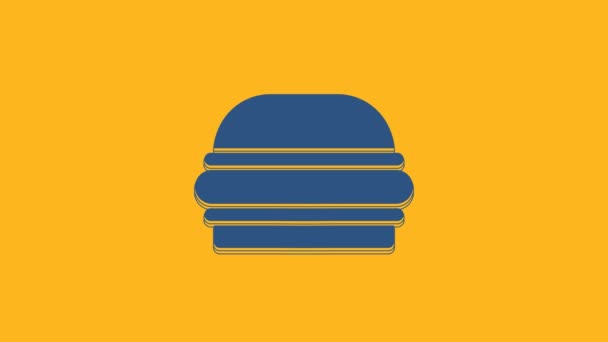 Icono Hamburguesa Azul Aislado Sobre Fondo Naranja Icono Hamburguesa Signo — Vídeos de Stock
