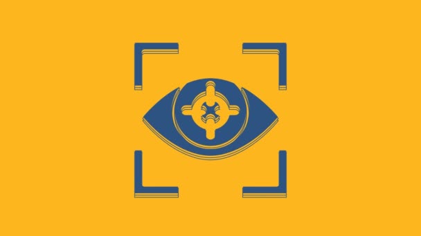 Blue Eye Scan Icon Isolated Orange Background Scanning Eye Security — Wideo stockowe