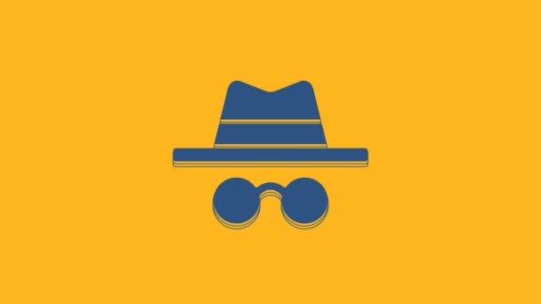 Blue Incognito Mode Icon Isolated Orange Background Video Motion Graphic — Wideo stockowe