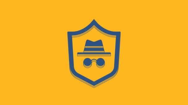 Blue Incognito Mode Icon Isolated Orange Background Video Motion Graphic — Stok video