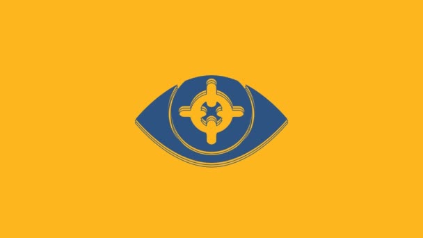 Значок Сканирования Голубых Глаз Выделен Оранжевом Фоне Сканирующий Глаз Символ — стоковое видео