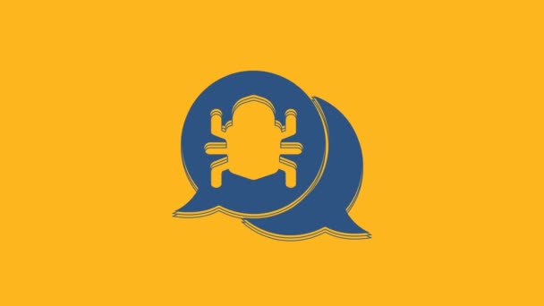 Blue System Bug Concept Icon Isolated Orange Background Code Bug — Stockvideo