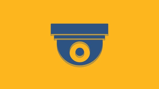 Blue Security Camera Icon Isolated Orange Background Video Motion Graphic — Wideo stockowe