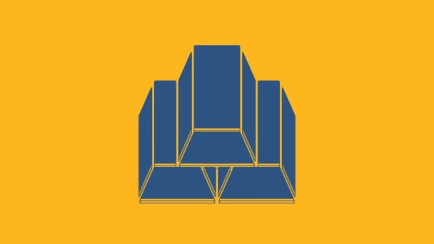 Blue Gold Bars Icon Isolated Orange Background Banking Business Concept — Stockvideo