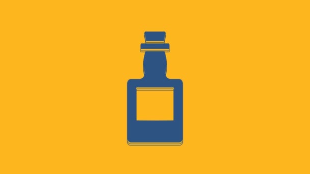 Синий Значок Бутылки Текилы Изолирован Оранжевом Фоне Мексиканский Алкоголь Видеографическая — стоковое видео