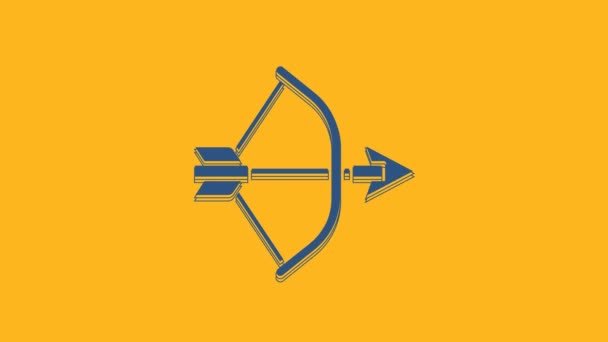 蓝色弓和箭在颤动图标孤立在橙色背景 4K视频运动图形动画 — 图库视频影像