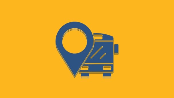 Синий Логотип Иконкой Автобуса Оранжевом Фоне Концепция Транспортировки Знак Туристического — стоковое видео