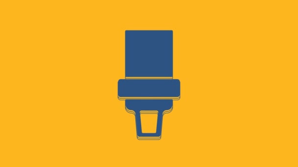 Blue Safety Belt Icon Isolated Orange Background Seat Belt Video — Wideo stockowe