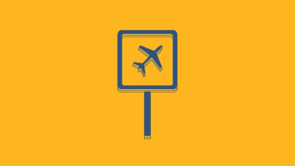 Icona Aeroporto Blu Isolato Sfondo Arancione Animazione Grafica Video Motion — Video Stock