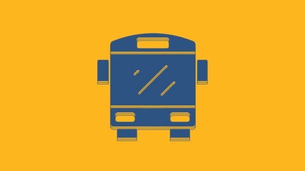 Ikona Blue Bus Pomarańczowym Tle Koncepcja Transportu Wycieczka Autobusowa Znak — Wideo stockowe
