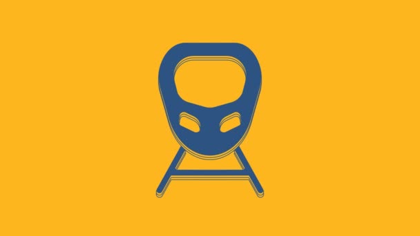 Blue High Speed Train Icon Isolated Orange Background Railroad Travel — Stockvideo