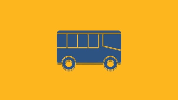 Ícone Azul Ônibus Isolado Fundo Laranja Conceito Transporte Sinal Transporte — Vídeo de Stock