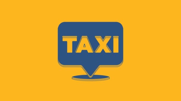 Blue Map Pointer Taxi Icon Isolated Orange Background Location Symbol – stockvideo