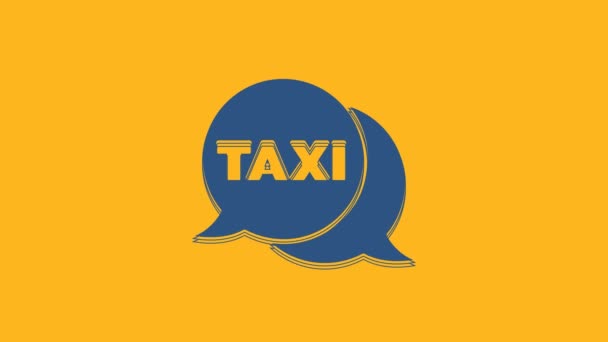 Niebieski Taxi Połączenie Telefoniczne Ikona Odizolowanych Pomarańczowym Tle Symbol Bańki — Wideo stockowe