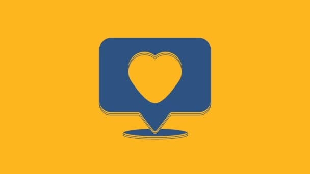 Blue Heart Icon Isolated Orange Background Counter Notification Icon Follower — Stok Video