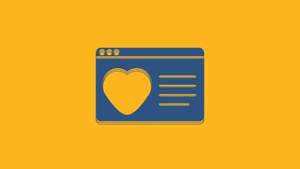 Blue Dating App Online Laptop Concept Icon Isolated Orange Background — Stockvideo