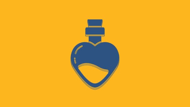 Blue Bottle Love Potion Icon Isolated Orange Background Valentines Day — 图库视频影像