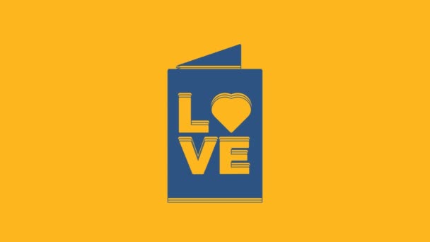 Blue Valentines Day Party Flyer Icon Isolated Orange Background Celebration — Stockvideo