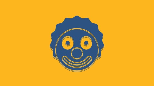 Blue Clown Head Icon Isolated Orange Background Video Motion Graphic — ストック動画