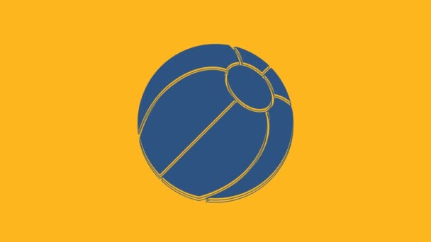 蓝色海滩球图标孤立在橙色背景 4K视频运动图形动画 — 图库视频影像