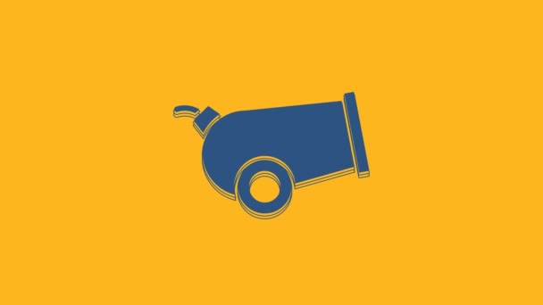 Blue Cannon Icon Isolated Orange Background Video Motion Graphic Animation — Video Stock