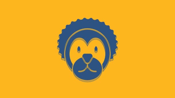 Blue Wild Lion Icon Isolated Orange Background Video Motion Graphic — 图库视频影像
