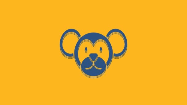 Ícone Macaco Azul Isolado Fundo Laranja Símbolo Animal Animação Gráfica — Vídeo de Stock