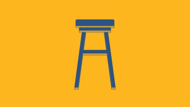 Blue Chair Icon Isolated Orange Background Video Motion Graphic Animation — Stock video
