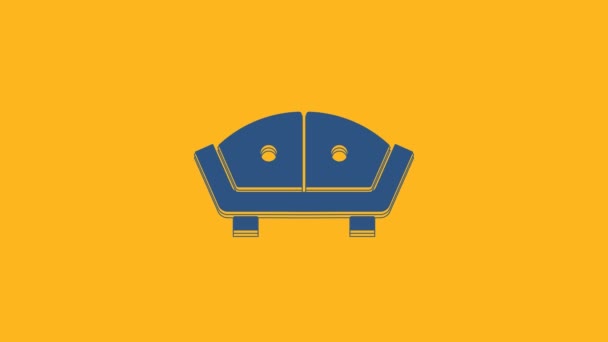 Blue Sofa Icon Isolated Orange Background Video Motion Graphic Animation — Stok video
