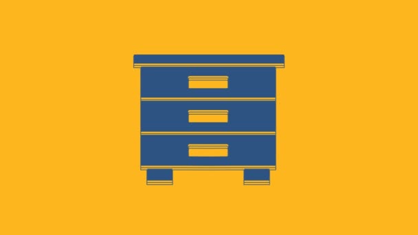 Blue Furniture Nightstand Icon Isolated Orange Background Video Motion Graphic — 图库视频影像