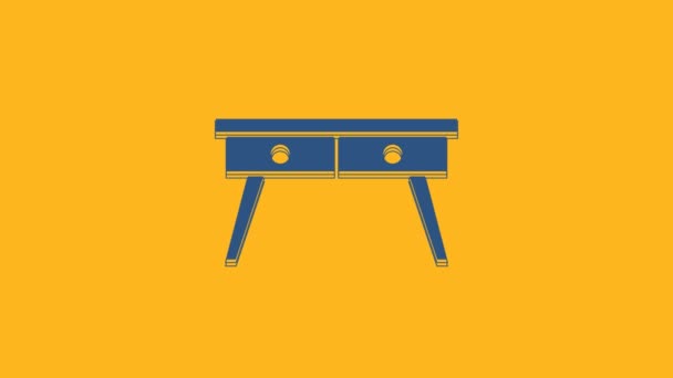 Blue Office Desk Icon Isolated Orange Background Video Motion Graphic — 图库视频影像