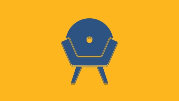 Blue Armchair Icon Isolated Orange Background Video Motion Graphic Animation — Vídeos de Stock
