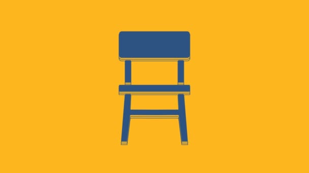Blue Chair Icon Isolated Orange Background Video Motion Graphic Animation — Wideo stockowe