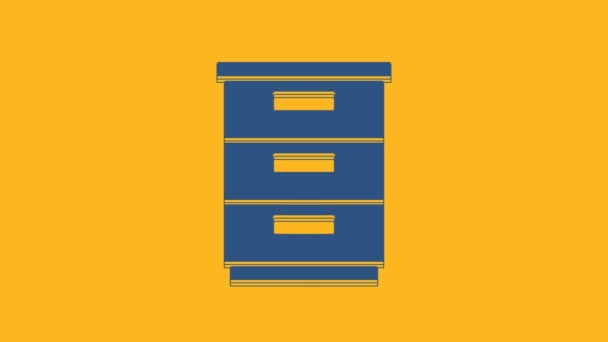 Blue Furniture Nightstand Icon Isolated Orange Background Video Motion Graphic — Video Stock