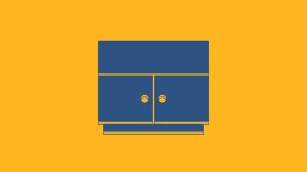Μπλε Εικονίδιο Ντουλάπας Απομονωμένο Πορτοκαλί Φόντο Γραφική Κίνηση Κίνησης Βίντεο — Αρχείο Βίντεο