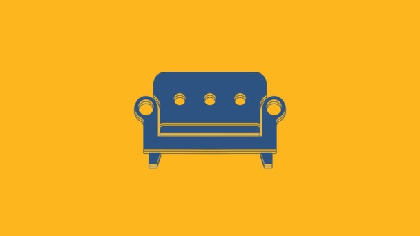 Blue Sofa Icon Isolated Orange Background Video Motion Graphic Animation — Wideo stockowe