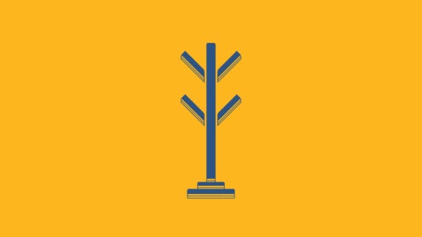 Blue Coat Stand Icon Isolated Orange Background Video Motion Graphic — Vídeo de Stock
