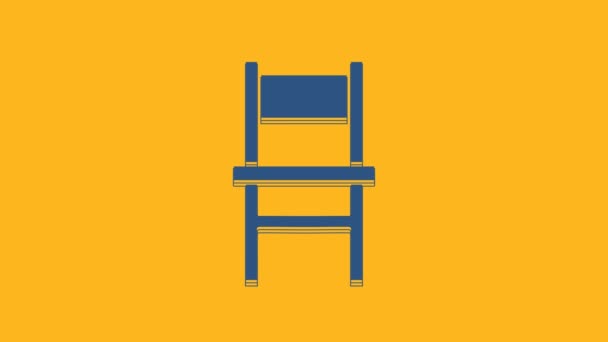 Blue Chair Icon Isolated Orange Background Video Motion Graphic Animation — Stock Video