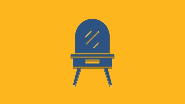 Blue Dressing Table Icon Isolated Orange Background Video Motion Graphic — Wideo stockowe