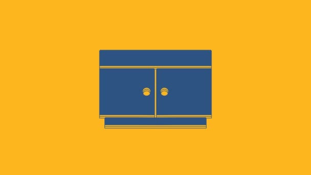 Blue Chest Drawers Icon Isolated Orange Background Video Motion Graphic — Stock Video
