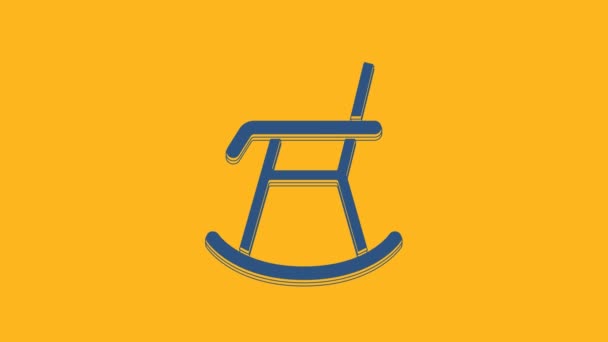 Blue Armchair Icon Isolated Orange Background Video Motion Graphic Animation — Stockvideo