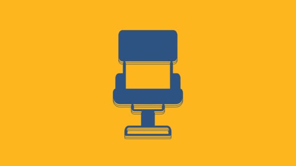 Blue Office Chair Icon Isolated Orange Background Armchair Sign Video — Stockvideo