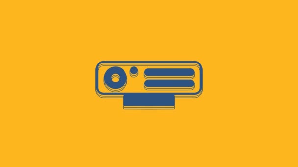 Icona Della Fotocamera Web Blu Isolata Sfondo Arancione Videocamera Chat — Video Stock