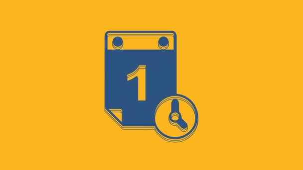 Niebieska Ikona Zarządzania Czasem Pomarańczowym Tle Znak Czasowy Kalendarzowy Symbol — Wideo stockowe