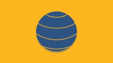 Blue Fitness ball icon isolated on orange background. Gym ball. 4K Video motion graphic animation .