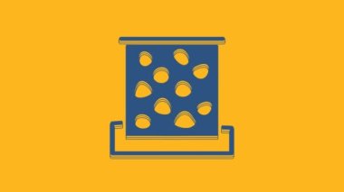 Blue Climbing wall icon isolated on orange background. 4K Video motion graphic animation .