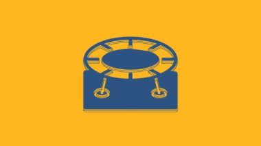 Blue Jumping trampoline icon isolated on orange background. 4K Video motion graphic animation .