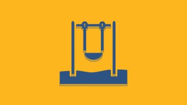 Blue Swing for kids summer games on playground icon isolated on orange background. Outdoor entertainment equipment. 4K Video motion graphic animation .